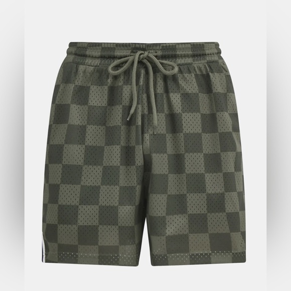 No Boundaries Men's Checkerboard Mesh Shorts, Sizes XL (40-42) 6” Inseam Green - Picture 1 of 4